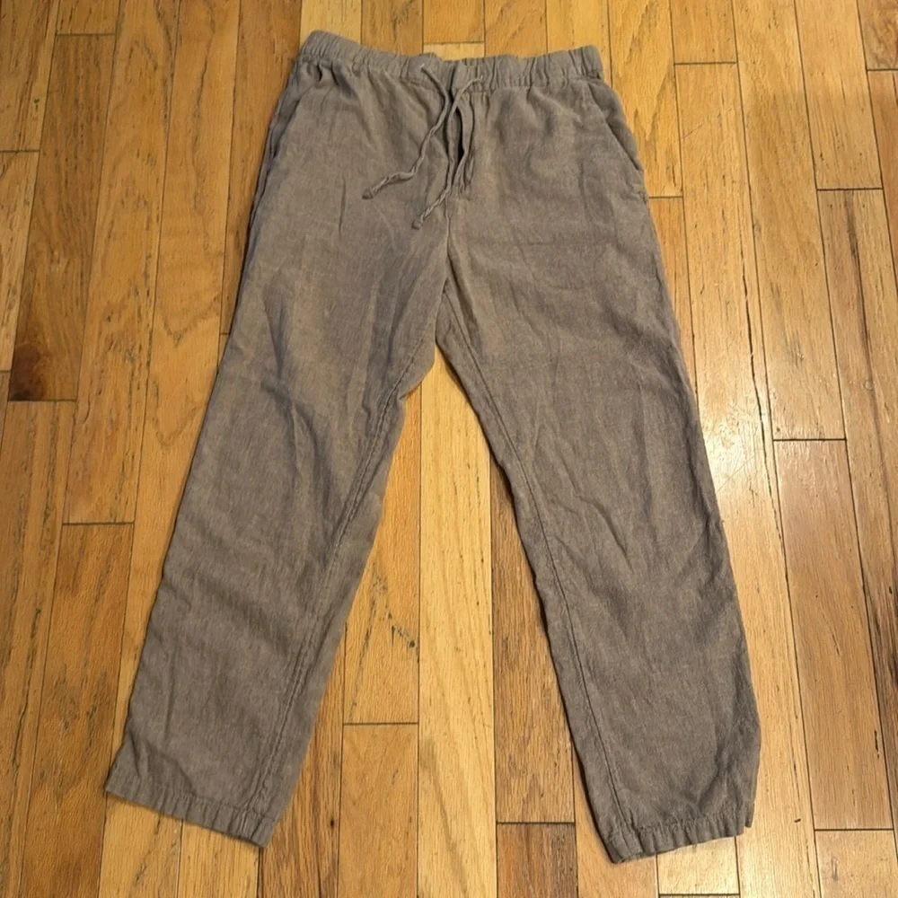 H&M | Tan Linen pants | drawstring | elastic waist | size XS